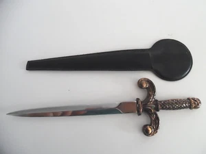 Vintage Letter Opener Metal With Ornate Handle In Original Case - Picture 1 of 6