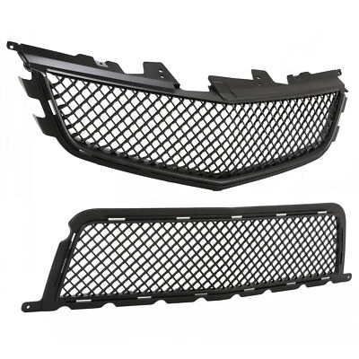 FITS CADILLAC CTS-V CTSV 2008-2014 FRONT UPPER+LOWER MAIN GRILLE - PAINTED BLACK - Image 1 of 4