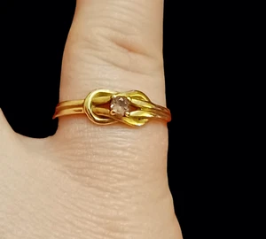 10k massiver Gold Liebesknoten rosa Turmalin Unendlichkeit & darüber hinaus Größe 6,25 Ring  - Bild 1 von 7