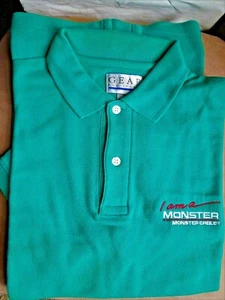 Original Vintage Monster Cable Green Collared Polo Shirt Short Sleeve Large - Picture 1 of 1