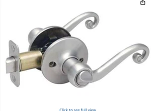 Designers Impressions LIVINGSTON ~ SATIN NICKEL ~ Door Lever Knob Privacy - Picture 1 of 5
