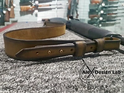 Rifle Leather Strap Hunting Tactical Shotgun Rifle Sling Gun Leather Genuine - Image 1 of 4