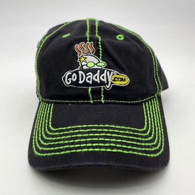 NUEVO CON ETIQUETAS AUTÉNTICO GO DADDY DANICA PATRICK #7 RARO SOMBRERO CON CORREA GORRA PUNTO VERDE NUEVO Foto 1 de 4