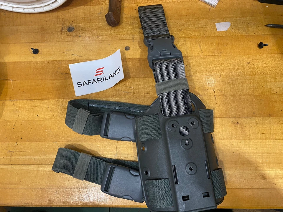 SAFARILAND SHROUD Leg Holster GREEN Double Strap 6005 Quick Release - NEW - Image 1 of 4