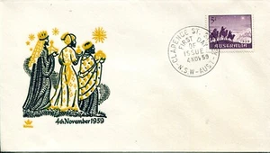 1959 Christmas - Royal FDC Yellow/Dark Green - Picture 1 of 2