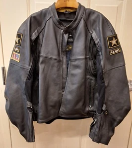 POWER TRIP TACTICAL BLACKHAWK MOTORCYCLE GEAR U. S. ARMY LEATHER JACKET SIZE 50 - Foto 1 di 10