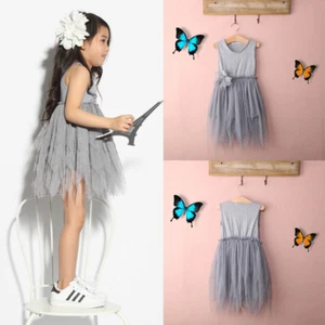 Girls Sequined Princess Dress Kids Sleeveless Tulle Clothes Birthday Party Kids - Bild 1 von 8