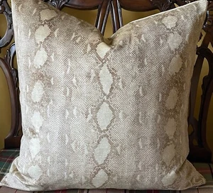 Ralph Lauren DIAMOND PYTHON Velvet Sepia Italian Snakeskin Velvet Pillow Cover  - Picture 1 of 12