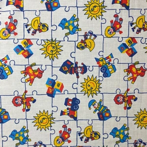 Vintage Raggedy Ann & Andy 80s Toys Jack n' Box Cotton Fabric - 35" - Picture 1 of 3