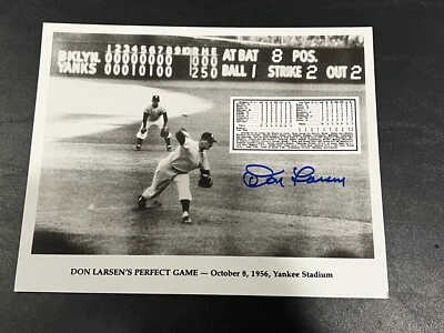Don Larsen Hand Signed 8x10 Photo NY Yankees Perfect Game 10-8-56 - Image 1 of 2