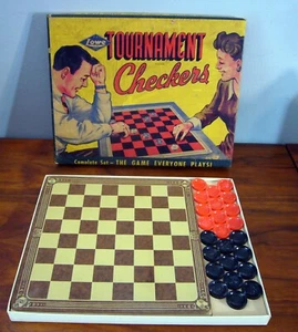 Checkers Board Game Lowe 1950-60s Vintage retro complete set - Picture 1 of 6
