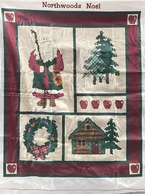 Lot of 3 Vintage Cranston Fabric  Northwoods Noel Rustic 35" in each Leslie Beck - Image 1 of 3