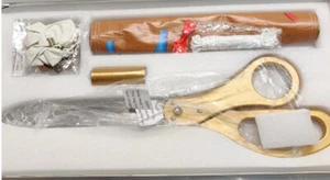 SIRCLES Grand Opening Ribbon Cutting Ceremony Kit - 25" Giant Scissors Gold - Picture 1 of 7