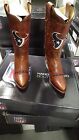 Houston Texans Ladies Brown Leather Boots size 5.5 - 11 Fancy Red Stitch Cowboy