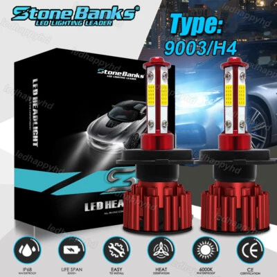 Kit de faros LED 4 lados 9003 H4 bombillas haz alto/bajo 6500K 9003 HB2 5000W 675000LM Foto 1 de 4