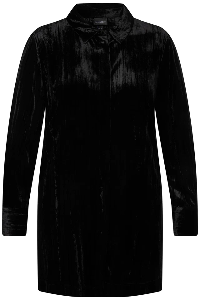 Ulla Popken Damen große Größen Samt Hemdbluse Crashsamt Hemdkragen - Bild 1 von 1