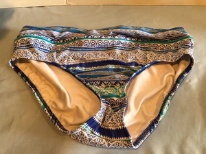 XL? Blau gestreiftes Muster Bikinihose 35" Taille, 14" Leibhöhe - Bild 1 von 5