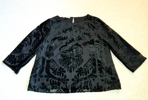 Womens Top-RSVP BY TALBOTS-black velvet burnout lined Old money whimsigoth-PM - Picture 1 of 4