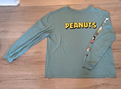 Peanuts Men's Long Sleeved Shirt 2XL Green Characters Printed on sleeve - Image 1 of 4