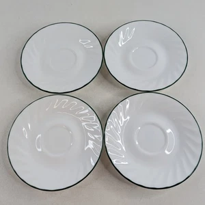 Set of 4 Corelle Callaway Ivy Swirl 6.25” Saucer Plates White Green -Vintage USA - Picture 1 of 6