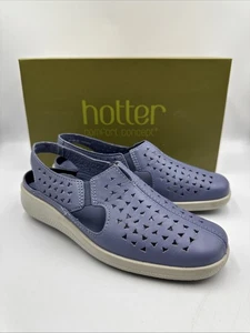 Hotter Saffron Cornflower Blue Leather Slingback Flat Shoes UK 4.5 EU 37.5 - Picture 1 of 6