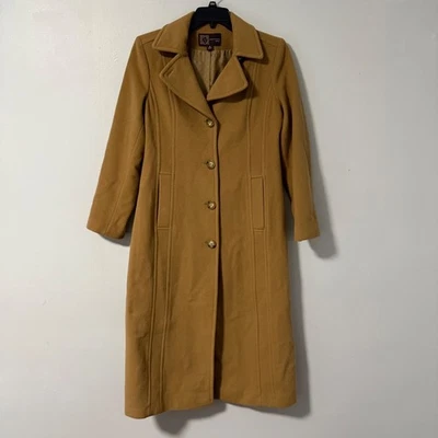 Abrigo largo para mujer Anne Klein camel lana cachemir mezcla nailon talla 8 Foto 1 de 4