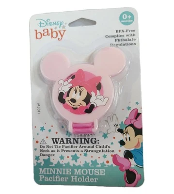 Pink Baby Boy Pacifier Holder Disney Minnie Mouse Infant New Born Shower Gift 0+ - Image 1 of 3