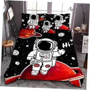 Comforter Set Twin Outer Space Astronaut Bedding Set for Twin-6Pcs Black-aa - Picture 1 of 7