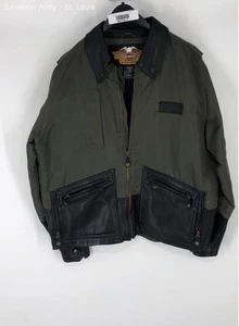 Harley-Davidson Mens Green Black American Full-Zip Motorcycle Jacket Size Large - Picture 1 of 6