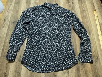 Express Shirt Men's Medium White Black Floral Long Sleeve Button Up Extra Slim - Image 1 of 4