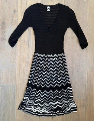 Missoni Women’s Black & White V-Neck 3/4 Sleeve Knee Length Dress Size 2 - Image 1 of 4