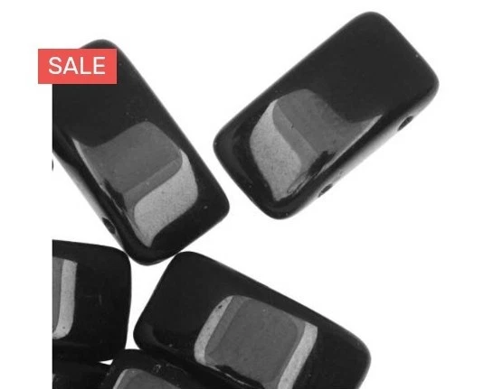 Czech Glass 9 x 17mm 2-Hole Carrier Bead Strand Jet 45beads - Image 1 of 1