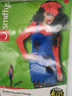 MARIO ZOMBIE PLUMBER FEMALE HALLOWEEN FANCY DRESS  LARGE  UK 16-18 44364 SMIFFYS - Image 1 of 4
