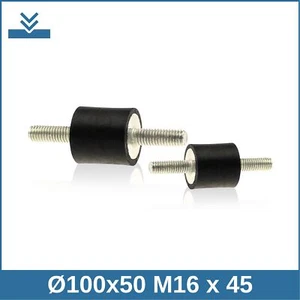 A Ø100x50 M16 x 45 NK 55° Shore Edelstahl A4 NIRO Gummi-Metall-Puffer - Bild 1 von 2
