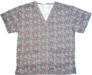 Scrub alla menta piperita segni di pace infermieri uniforme scrub top taglia M nuovo con etichetta - Foto 1 di 2