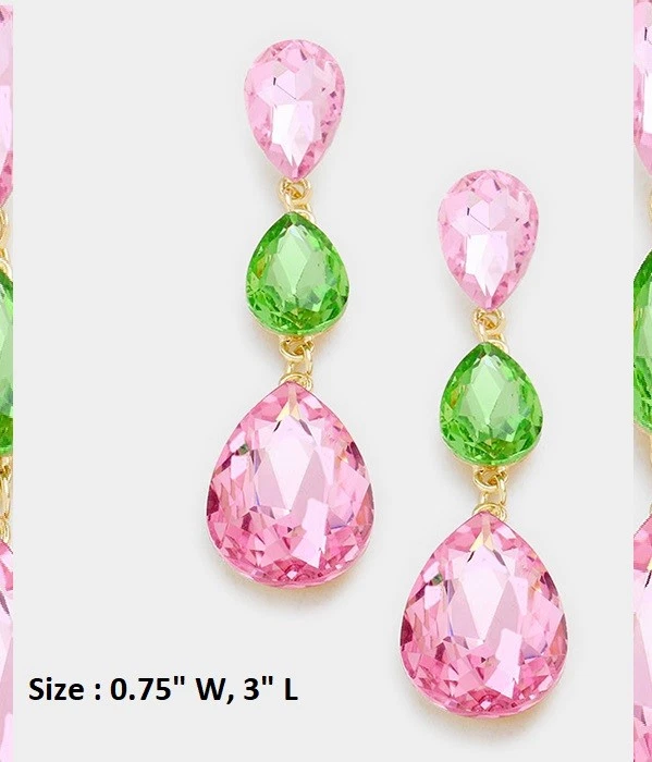 Pendientes Cristal Nupcial 3" Largo Cóctel Boda Concurso Lágrima Gota Perforada Foto 1 de 1