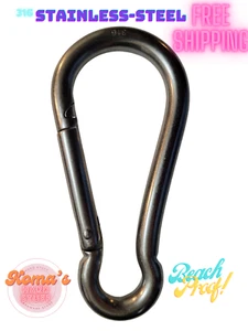 316 Stainless Steel Carabiner Clip Snap Hook Spring 1/2" (13mm) Marine Grade - Picture 1 of 9