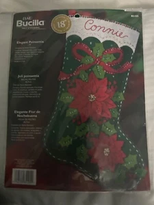 Nuovo con scatola 2004 Kit Calze Feltro A Quadri Bucilla Elegante Poinsettia 18""/45,7 cm 85105 ** - Foto 1 di 4