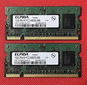 2x Elpida 1GB 2Rx16 PC2-6400S-666 RAM Laptop Memory HP 441590-881 (2G Total) - Picture 1 of 2