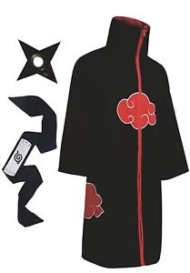 Halloween Cloak Robe Costume Cosplay Naruto Ninja Akatsuki with Headband Size M