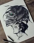 Attack on Titan Eren Yeager With Attack Titan - Signed Art Print