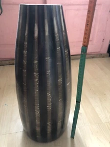 Vase Schirmständer Steingut Ton Gross 8kg Afrika Serengeti Braun Gestreift Heavy - Bild 1 von 11