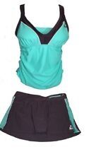NEW WOMENS LARGE GERRY 2 PIECE TANKINI TOP & SKORT SWIMSUIT SET TURQUOISE BELIZE