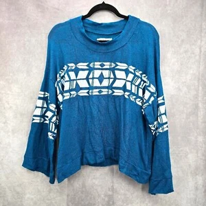 Wildfox blau weiß Muster Pullover Strickjacke weite Ärmel Small - Bild 1 von 5