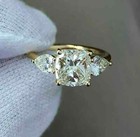 2Ct Cushion Cut Lab Created Diamond Engagement Ring 14K Yellow Gold Plated