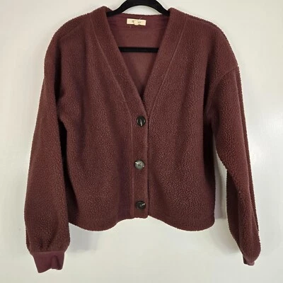 Cárdigan corto de lana Madewell (re)ourced chaqueta de peluche calce cuadrado borgoña mediano Foto 1 de 4