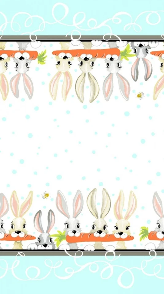 Clothworks Harold the Hare Bunny border Stripe Cotton Quilt Fabric by the Yard - Image 1 of 1