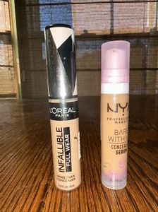 2 Pcs Total L’Oreal Infallible Biscuit #370 AND NYX #BWMC501 Concealer Full Size - Picture 1 of 12