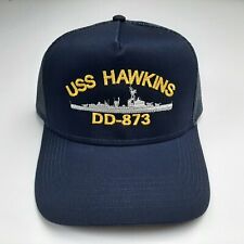 USS Hawkins DD-873 Baseball Cap Hat Mesh Snapback Blue Embroidered US Navy