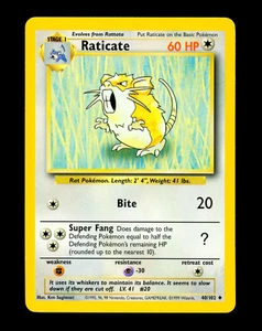 1999 Pokemon RATICATE Base Set MISSING INK ERROR Misprint Card 28/102 Rare WotC - Picture 1 of 3